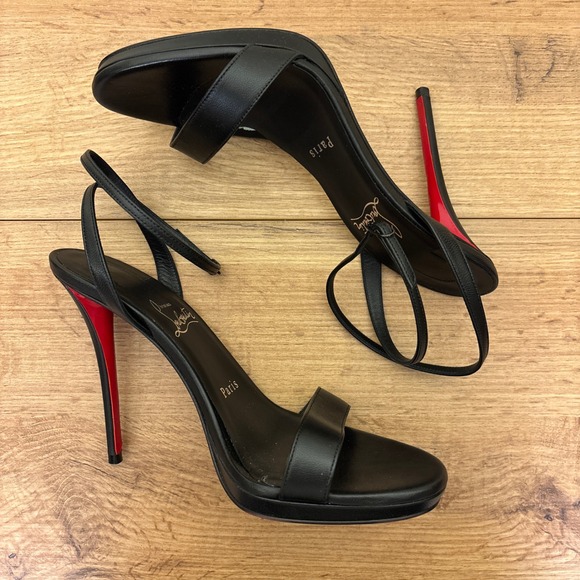 LOUBOUTIN Authentic Miss Z Sandal Queen Strappy Heels Size 39 Black Leather - Picture 9 of 15